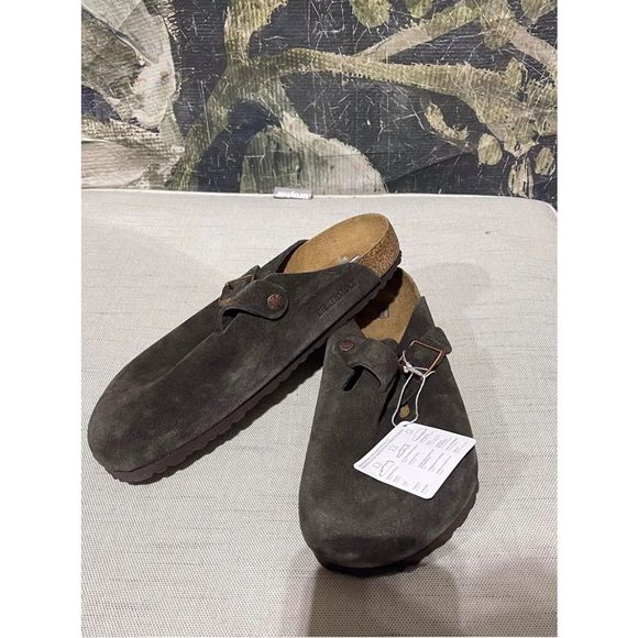 Birkenstock Boston Soft Footbed Clogs Gray suede Slide shoes Size 44 - Picture 12 of 12